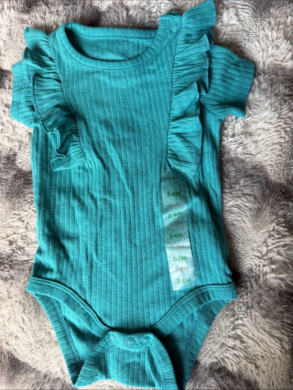 dip Teal Ribbed Ruffle One-Piece Bodysuit